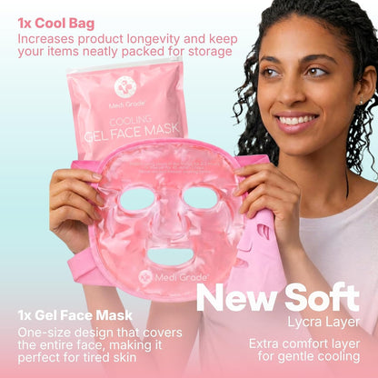 Medi Grade Cooling Face Mask, Gel Ice Pack for Face with Lycra Cover
