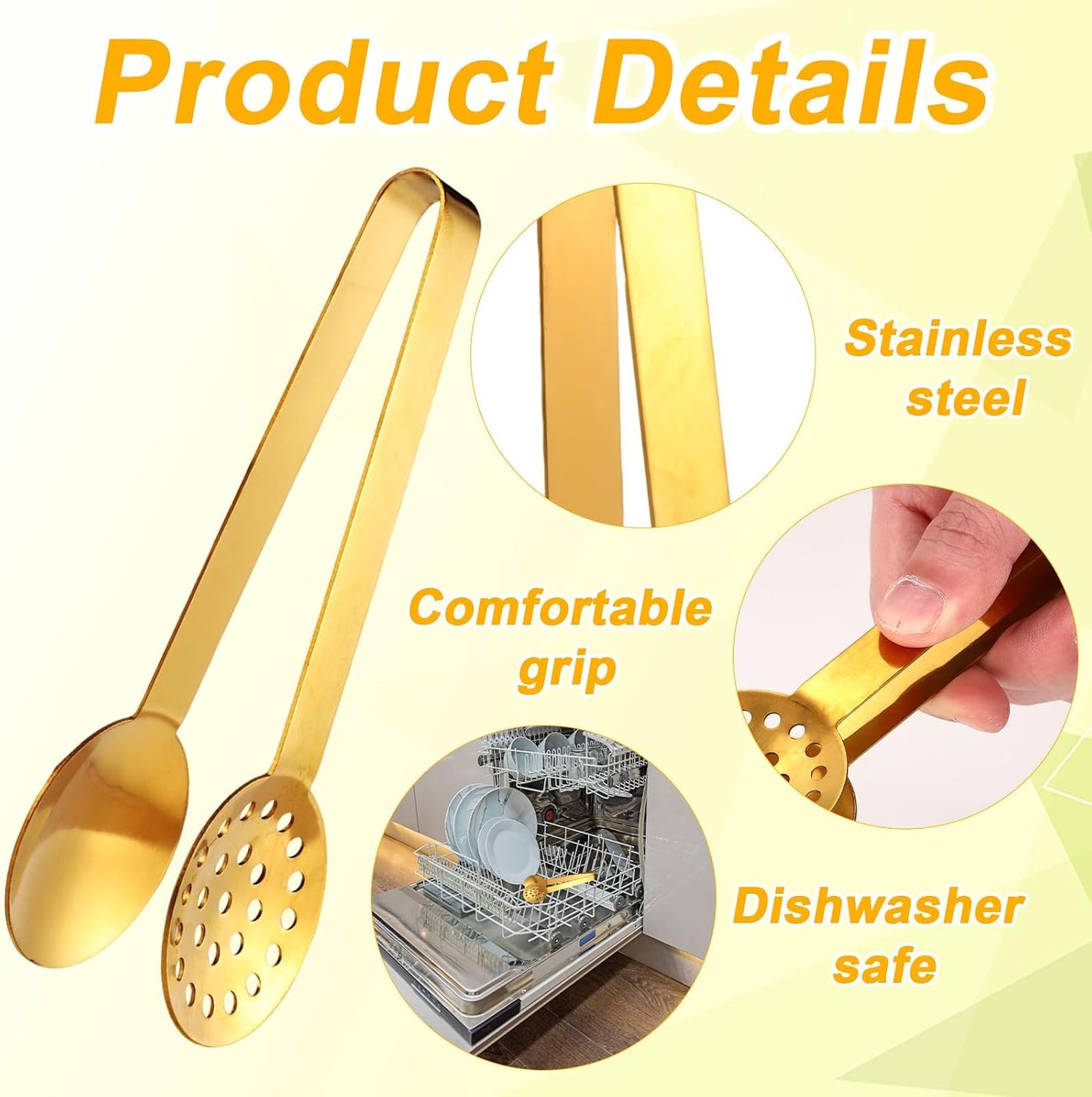 2pcs Tea Bag Squeezer Tongs, Stainless Steel Tea Bag Dispenser Gripper Picker Accessories Premium Teabag Squeezer Strainers Clip for Tea Drinkers Gifts (Golden)