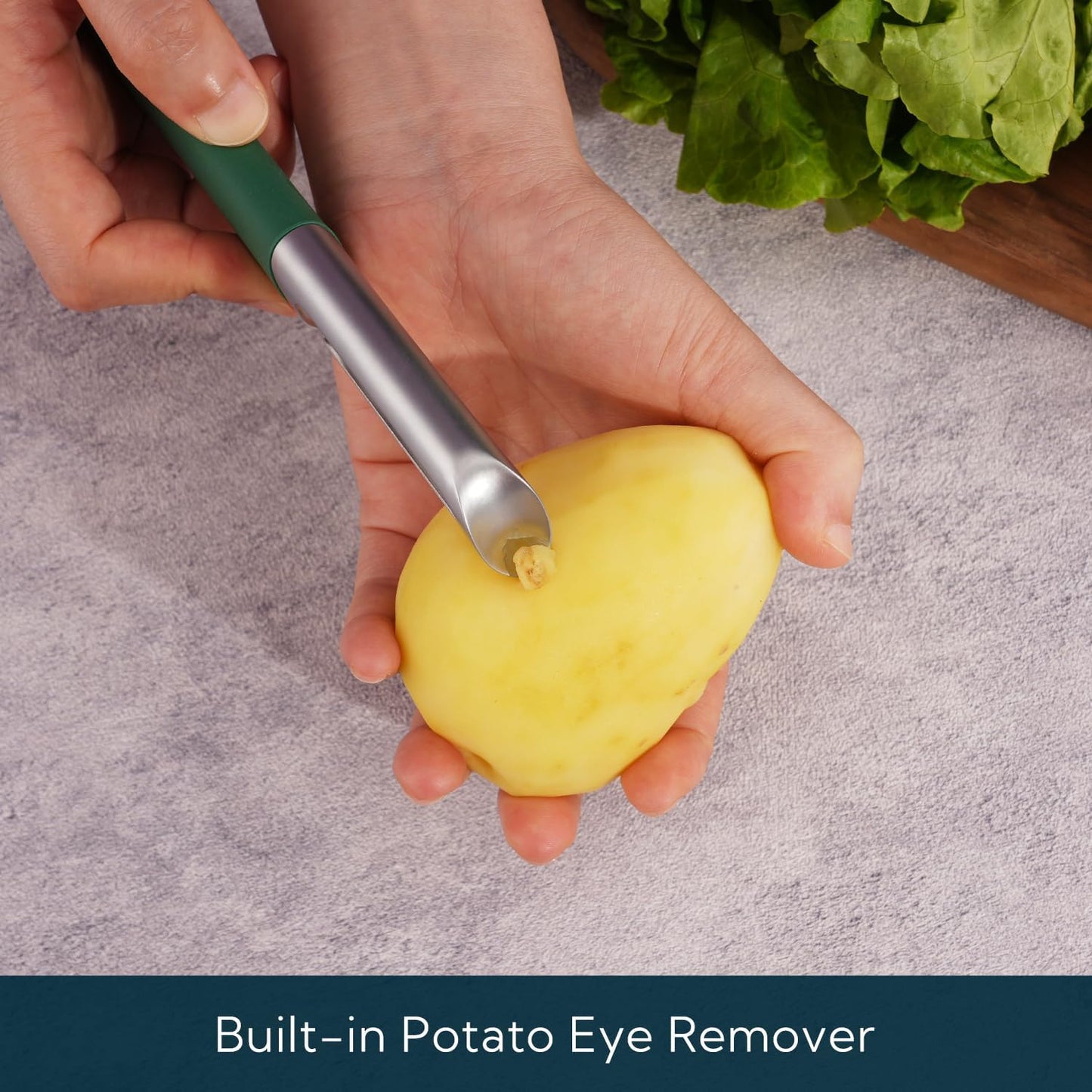 KITCHENDAO Swivel Vegetable Potato Peeler for Kitchen -Durable Japanese 420J2 Stainless Steel Sharp Dual Blade- Built-in Eye Remover, Ergonomic Soft-touch Handle - Dishwasher Safe-Black