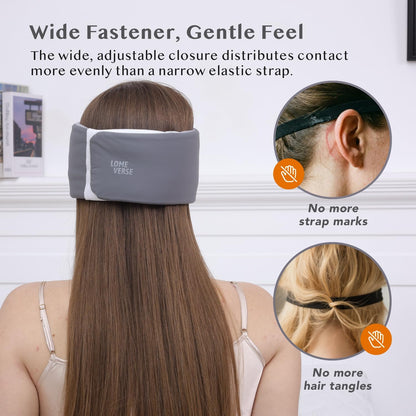 Silent Fastener Sleep Mask with Ear Cover, No Strap Wide Eye Mask for Sleep | Dual-Sided Cozy and Silky Eyemask, No-tangle Adjustable Eye Cover for Long Hair, Zero Pressure & Soft Blindfold for Travel