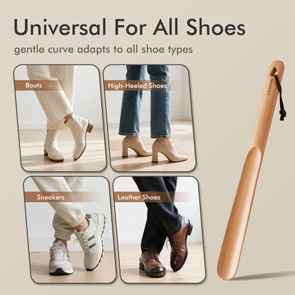 CHOSIN Shoe Horn Long Handle for Seniors Men Women, Small Shoe Spoon for Kids, 2pcs Boot Horn Shoe Helper for Home or Travel