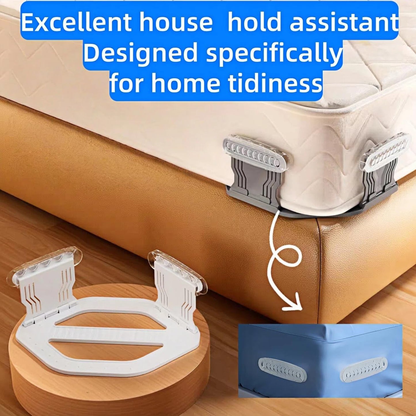 4Pcs Bed Sheet Straps – No-Slip Adjustable Clips for Mattress, Keeps Sheets Tight (White)