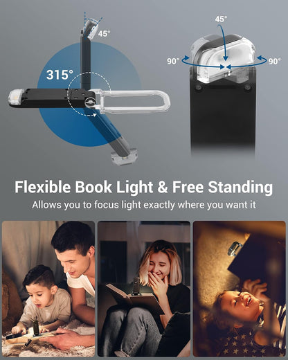 DEWENWILS USB Rechargeable Book Reading Light, 3000K Warm White, Brightness Adjustable Clip on LED Bookmark Lamp at Night in Bed, Portable Booklight for Bookworms, Kids