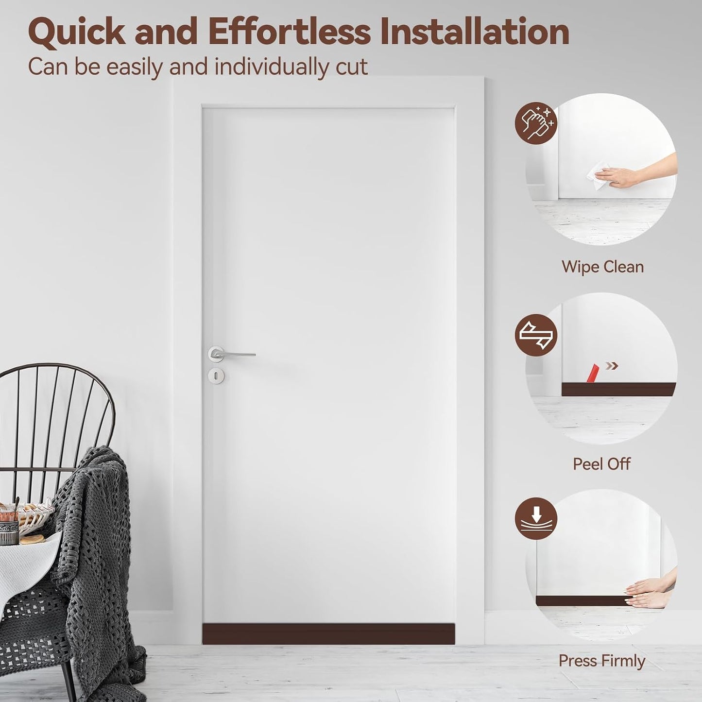 Ohuhu Door Draft Stopper, 1" Wide Adhesive Weather Stripping Seal, 39" | self-adhesive silicone, for interior exterior doors, 3-layer soundproof, save energy, blocks drafts, noise, light, dust, bugs