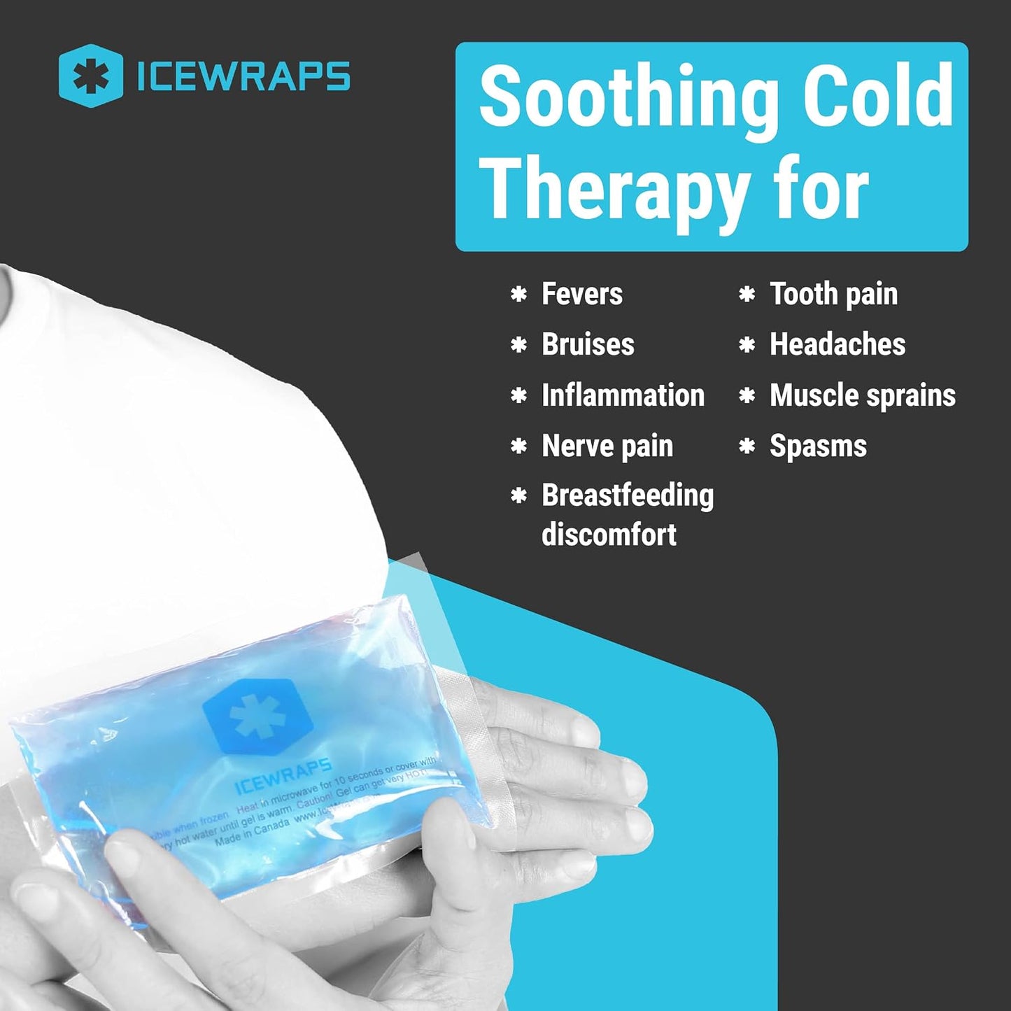 ICEWRAPS Reusable Ice Packs Compact 3 x 5 in, Soft Cooling, Pack of 6 | Hot or Cold Use, Puncture Resistant, Ice Pack for Everyday Comfort, Multi Use Gel Design, FSA-HSA Eligible