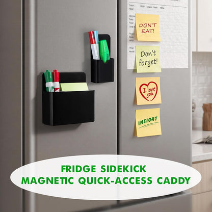 2 Pack Magnetic Pen Holder Cup for Whiteboard, Classroom Supplies | Plastic Magnetic Dry Erase Marker Holder for Refrigerator Fridge, Pencil Cup for School, Locker Accessories Organizer-White