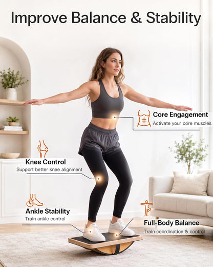 StrongTek Wooden Balance Board, Basic Rocker or Advanced 360° Wobble | Beginner-to-Advanced Options, Non-Slip Surface, Ankle Rehab, Physical Therapy, Core Stability and Balance Training