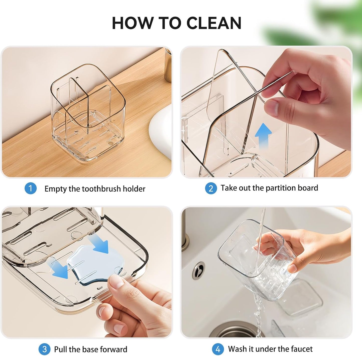 3 Slots Toothbrush Holders with Detachable Dividers for Bathrooms | Toothbrush Holder Wall Mounted with Drip Tray, Electric Tooth Brush and Toothpaste Holder Organizer for Bathroom Countertop