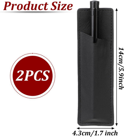 Giantree 2 Pcs Leather Magnetic Pen Holder, PU Leather Magnet Pen Pouch for Fridge or Other Metal Surfaces Pencil Holder Black