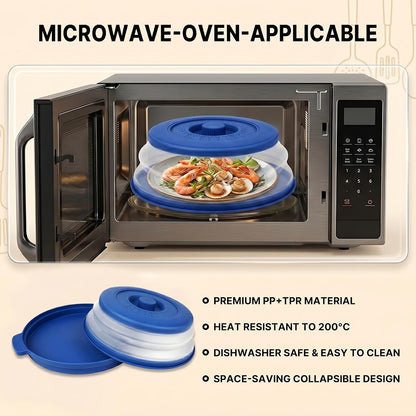 10 Inch Microwave Splatter Cover Vented for Food, Collapsible Splatter Guard with Handle, Anti-Splatter Plate Lid for Kitchen Fruit Vegetables, Dishwasher-Safe Easy Clean (black)