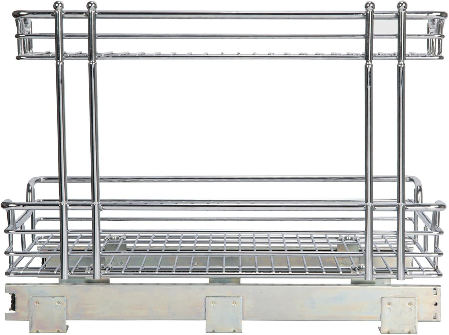Household Essentials Glidez Multipurpose Chrome-Plated Steel Pull-Out/Slide-Out Storage Organizer for Cookware and Bakeware - 2-Tier Design - Fits Standard Size Cabinet or Shelf, Chrome