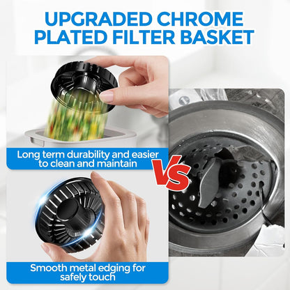 3 in 1 Kitchen Sink Drain Strainer Stopper Removable Basket Pop-Up | Kitchen Sink Food Strainer 1 Pack Silver Stainless - Food Catcher, Odor-Block Seal, Fits 3.5" Drain, Easy Clean