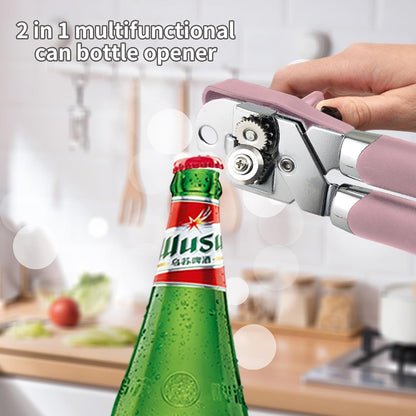Safring Can Opener Manual, Handheld Strong Heavy Duty Stainless Steel Can Opener, Comfortable Handle, Sharp Blade Smooth Edge, Can Openers with Multifunctional Bottle Opener