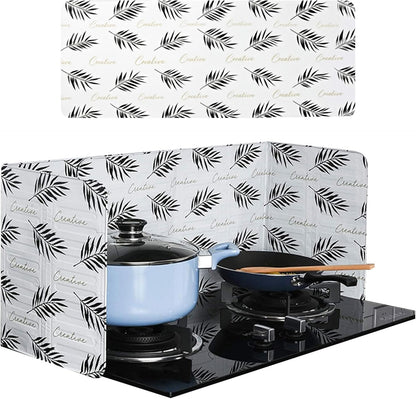 Stove Splash Guard, Oil Splash Guard Aluminum Foil Oil Splash Guard Suitable for Kitchen Stovetop Cooking (White)