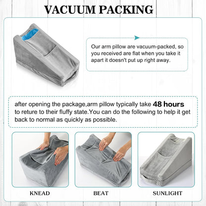 Buryeah Dark Gray Arm Elevation Pillow 2 Pocket, Plush Material