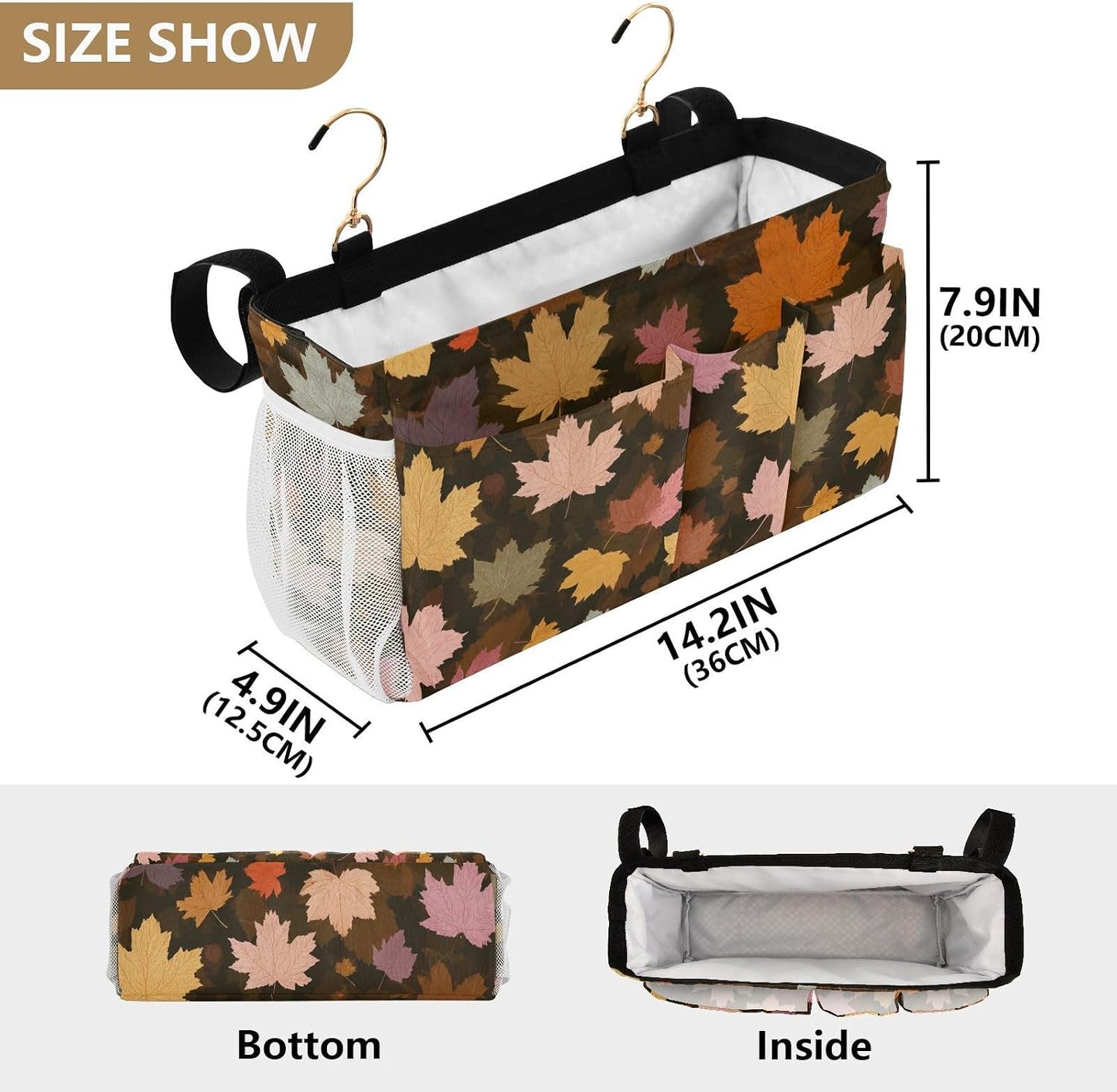 Bedside Caddy Hanging Bunk Bed Caddy Bed Organizer Hanging Pocket with 2 Hooks Bedside Storage Organizer Pocket Bag Holder Checkered Light Green - Colors B