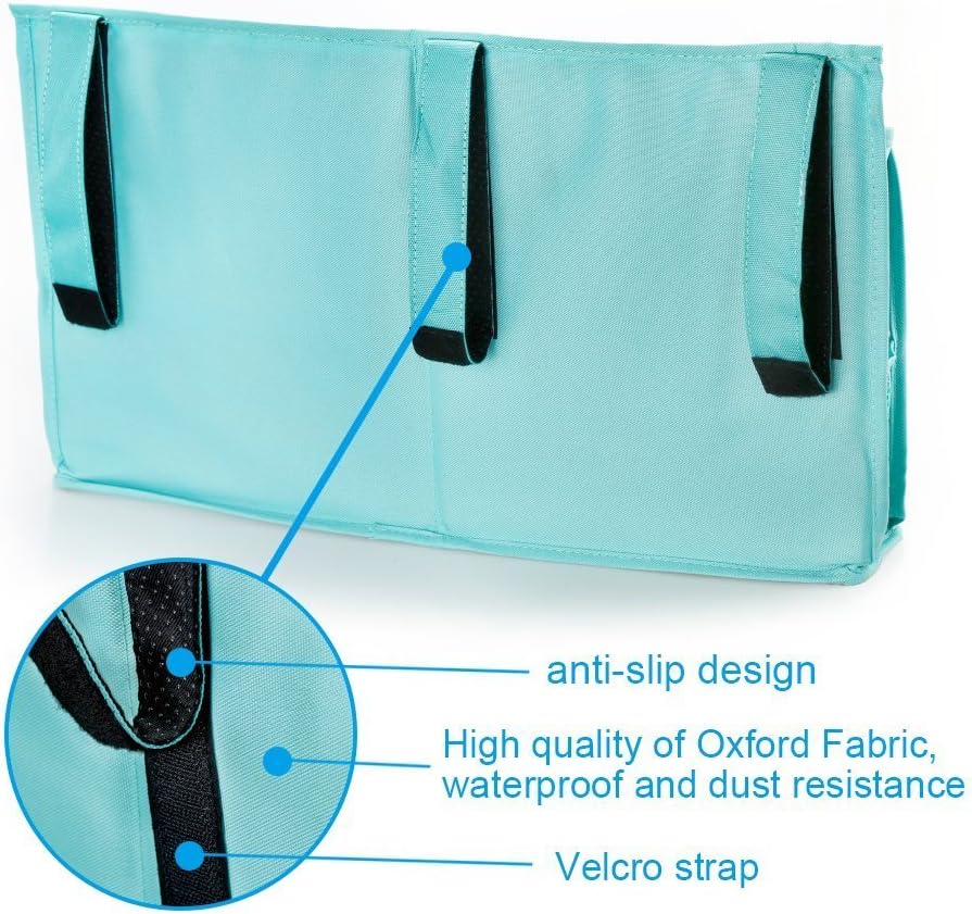 Large Pocket Bedside, Hanging Storage Organizer for Books,Phones,Tablets,Accessory and TV Remote - Best for Headboards, Bed Rails, Dorm Rooms, Bunk Beds, Apartments, Bathrooms &Travel (Light blue)