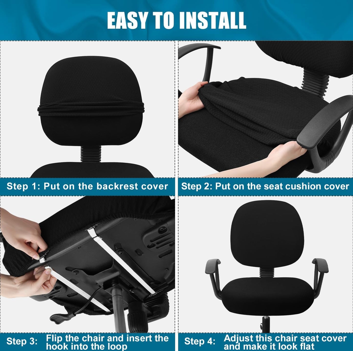 Smiry Office Computer Chair Armrest Covers, 2PCs Anti-dust Arm Rest Pad | Removable Washable Desk Chair Arm Pad Covers, Grey