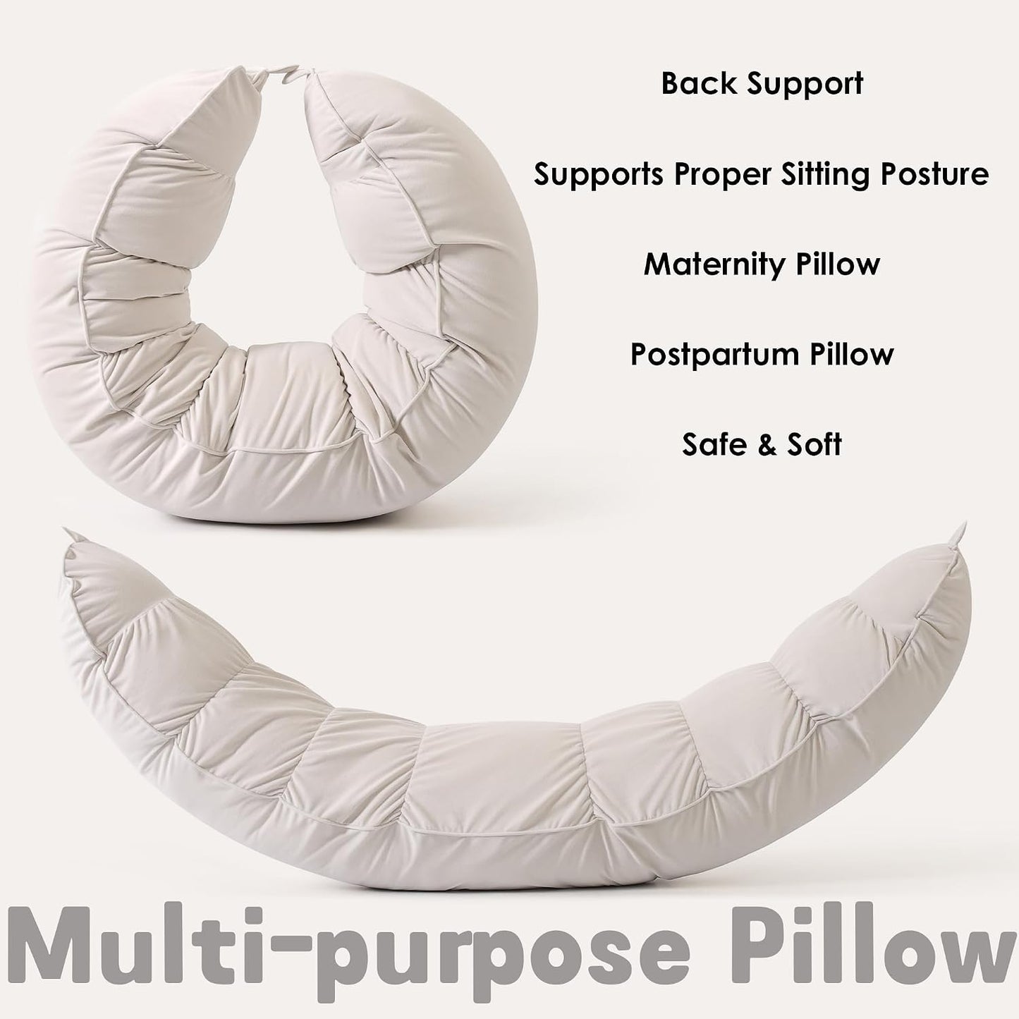 Peallow(Pat. Pend) – Long Round Body Pillow for Adults, Bolster Pillow for Sleeping, Soft and Supportive Pillow for Sleeping & Lumbar Support (Green-White, 29.5")