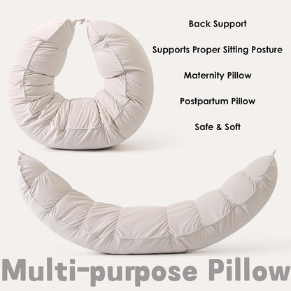 Peallow(Pat. Pend) – Long Round Body Pillow for Adults, Bolster Pillow for Sleeping, Soft and Supportive Pillow for Sleeping & Lumbar Support (Green-White, 29.5")