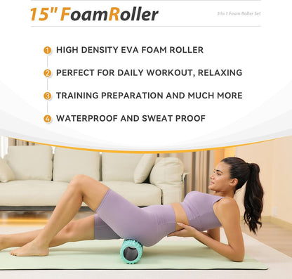 SUBCULTUREPICK 5 in1 Foam Roller Set, Trigger Point Foam Roller Deep Tissue