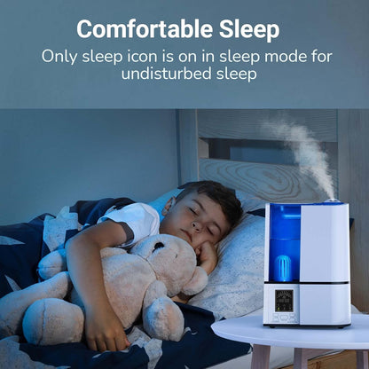 Humidifiers for Bedroom, 4L Cool Mist Humidifiers with Humidistat, humidifier for Home Large Room, LED Display, Quiet Operation, Sleep Mode, 24H Timer, Night Light