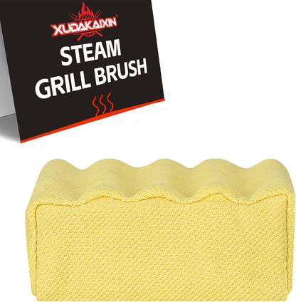 Bristle-Free Steam Cleaning Grill Brush Kit – Luxurious Long Rosewood Handle, Includes 1 Replacement Head – Safe BBQ Grill Cleaning for Outdoor Grill – Great Gift for Men/Dad