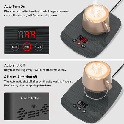 Coffee Mug Warmer for Desk with Heating Function 25 Watt Electric Beverage Warmer with Adjustable Temperature 131℉/ 55℃or 167℉/ 75℃ (Without Mug)