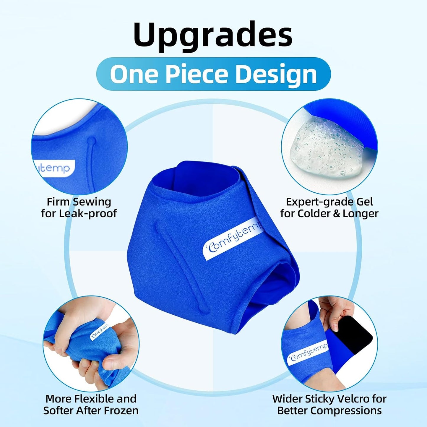 Comfytemp Ankle Ice Pack Wrap for Plantar Fasciitis, Swelling, Foot Pain Relief, FSA Eligible HSA, Gel Packs for Injuries Reusable, Hot Cold Compress for Achilles Tendonitis, Sprained Ankles, 2 Packs