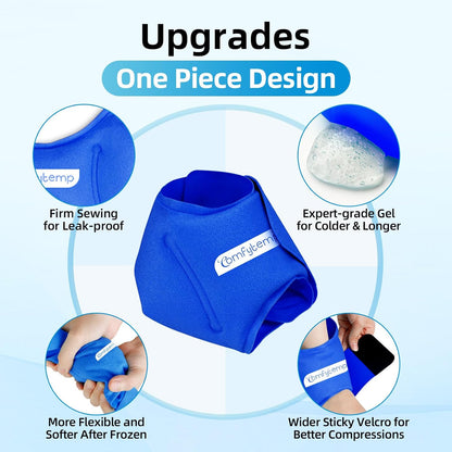 Comfytemp Ankle Ice Pack Wrap for Plantar Fasciitis, Swelling, Foot Pain Relief, FSA Eligible HSA, Gel Packs for Injuries Reusable, Hot Cold Compress for Achilles Tendonitis, Sprained Ankles, 2 Packs