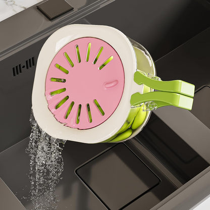Fruit Vegetable Washing Bowl with Strainer, Multifunctional, Berry Lettuce Keeper for Fridge Refrigerator Organization, Portable Colander for Kitchen, Drainer Container With Lid, 2 Pack (Mix)