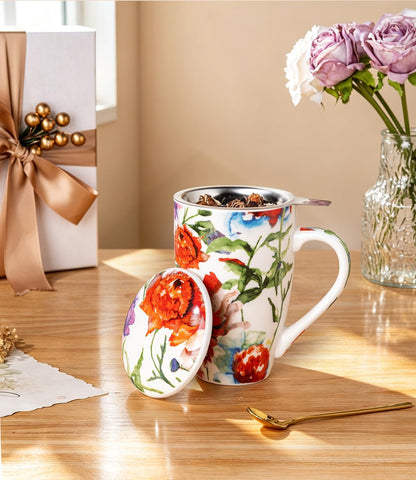 GBhome Tea Mug with Infuser and Lid,18 oz Loose Leaf Tea Cup with Steeper