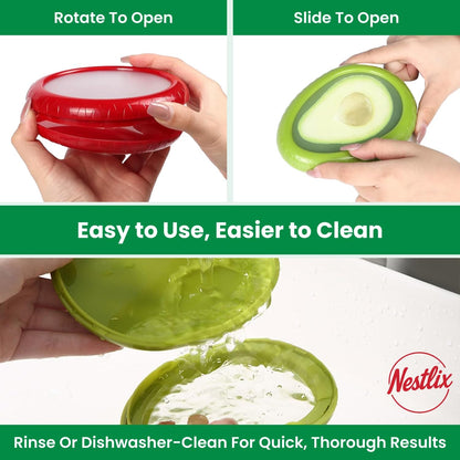 Avocado Saver Storage Containers | Set of 4 Silicone Lids Reusable Fresh Pods | Air Tight Containers for Food Avocado, Onion, Tomato & Halved Produce Half Cut Fruits Tomato Savers