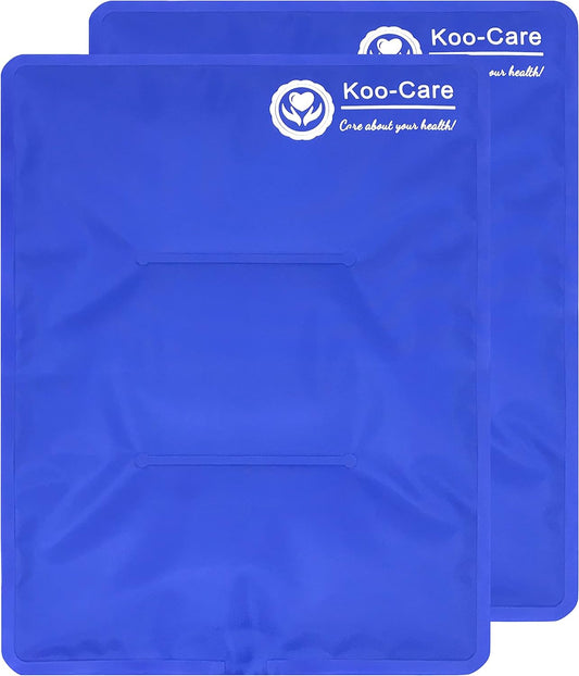 Koo-Care Large Flexible Gel Ice Pack for Injuries Reusable Hot Cold Compress - Fit for Shoulder Arm, Back, Hip, Knee, Shin, Foot Pain Relief, Swelling, Physical Therapy (L, 11" x 14") Pack of 2