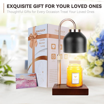 Candle Warmer Lamp with 3 Bulbs, Adjustable Height Dimmable Candle Warmer with Timer, Candle Lamp with Charming Gift Box Ribbon,Birthday Gifts for Women Mom, House Warming Gifts New Home Decor