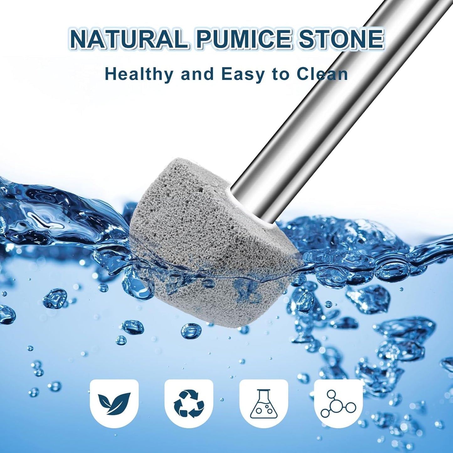 Pumice Stone Toilet Bowl Cleaner for Hard Water Ring & Stains | Removes hard water rings, calcium buildup & rust stains from toilet bowls without scratching porcelain.