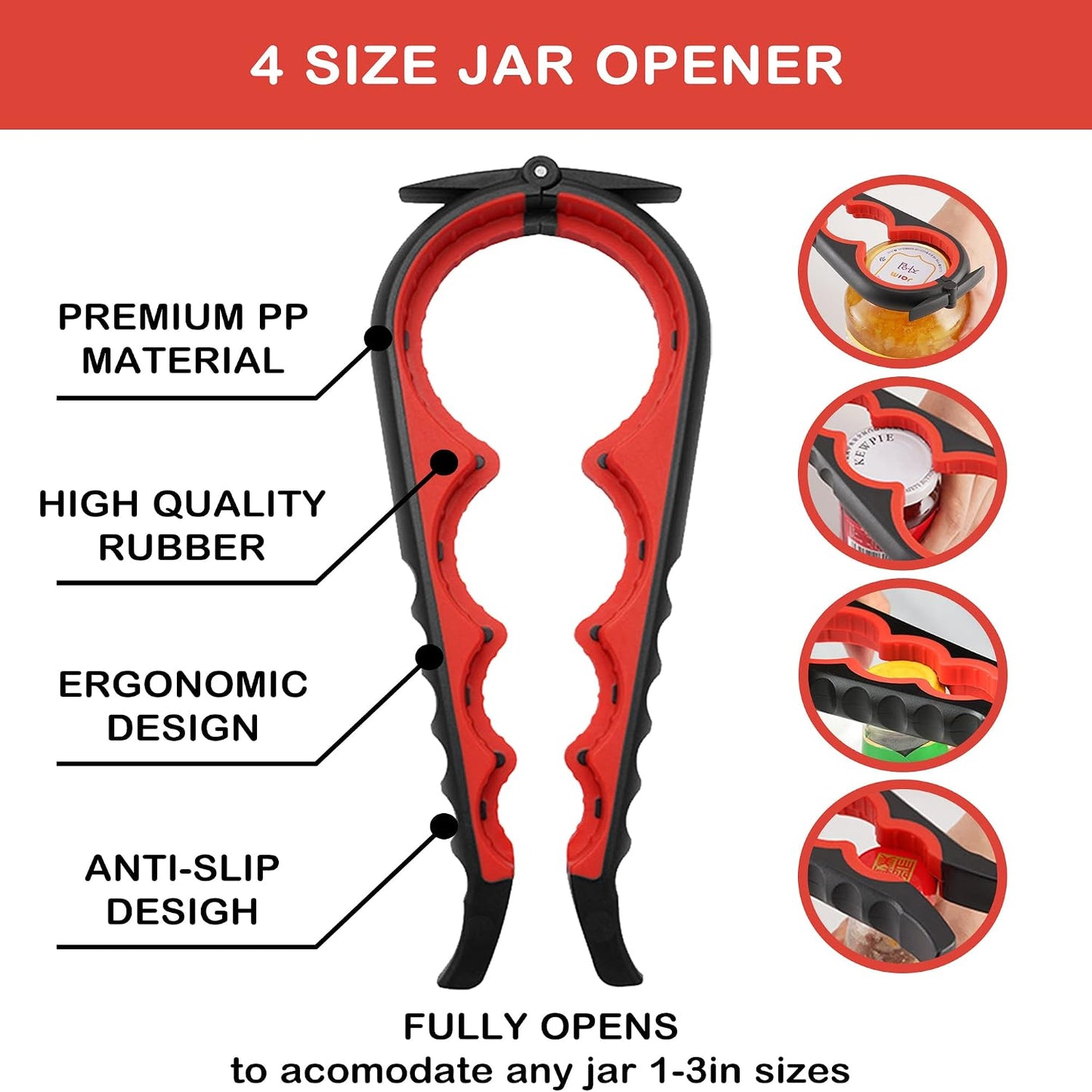 Jar Opener for Weak Hands, Seniors with Arthritis, 5 in 1 Multi Function Bottle Opener Lid Opener For Arthritic Hands with Non Slip Rubber Jar opener Gripper Pad and Corkscrew Wine Opener(BLUE)