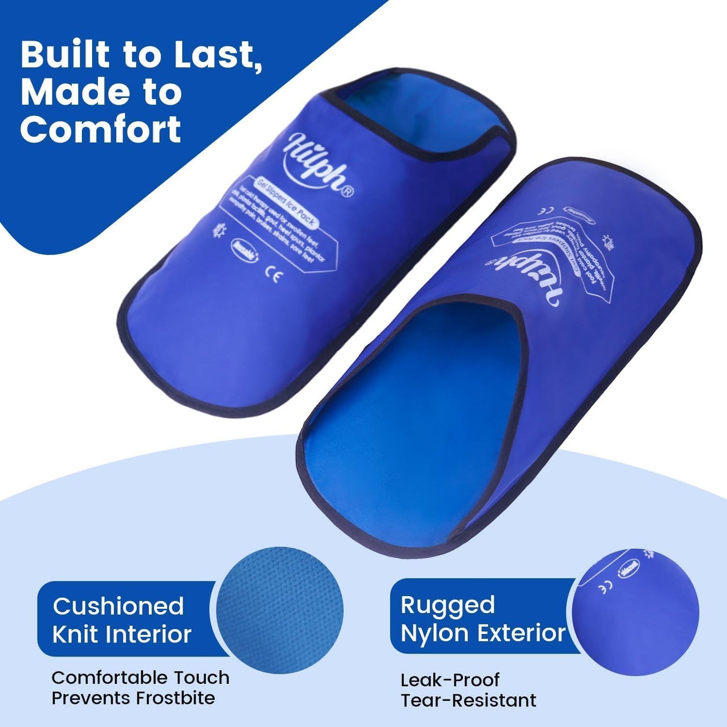 Hilph Foot Ice Pack Slippers, 1 Pair Ice Pack for Feet & Toes Pain Relief | Reusable Hot Cold Therapy for Plantar Fasciitis, Gout, Bunions, Neuropathy Relief, Surgery Recovery, HSA Eligible FSA, Blue