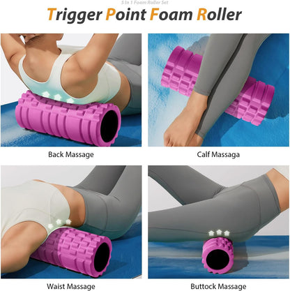 SUBCULTUREPICK 5 in1 Foam Roller Set, Trigger Point Foam Roller Deep Tissue