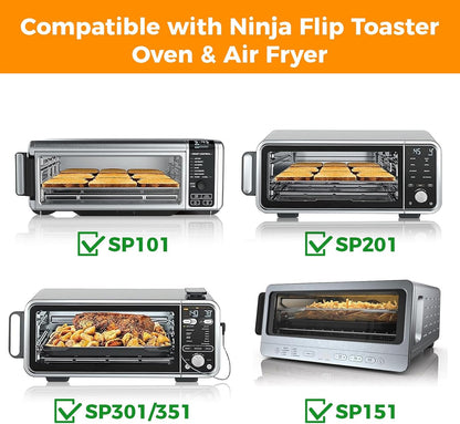 4 Pack Air Fryer Liners for Ninja Flip Toaster Oven, Non-stick Reusable | Oven Liners for Bottom of Oven, for Ninja SP101 SP201, Durable for Long Time Use, Cuttable, Cut Down Cleaning Work