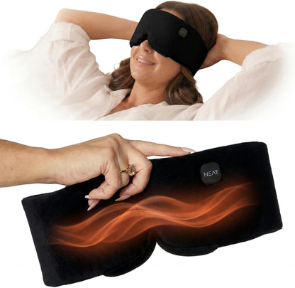 Heated Eye Mask – Cordless Electric Warm Eye Compress for Dry Eyes, Stye & Eye Strain Relief – 4 Heat Settings, Rechargeable, Light-Blocking, Blackout, Washable Cover (Ocean Stone)