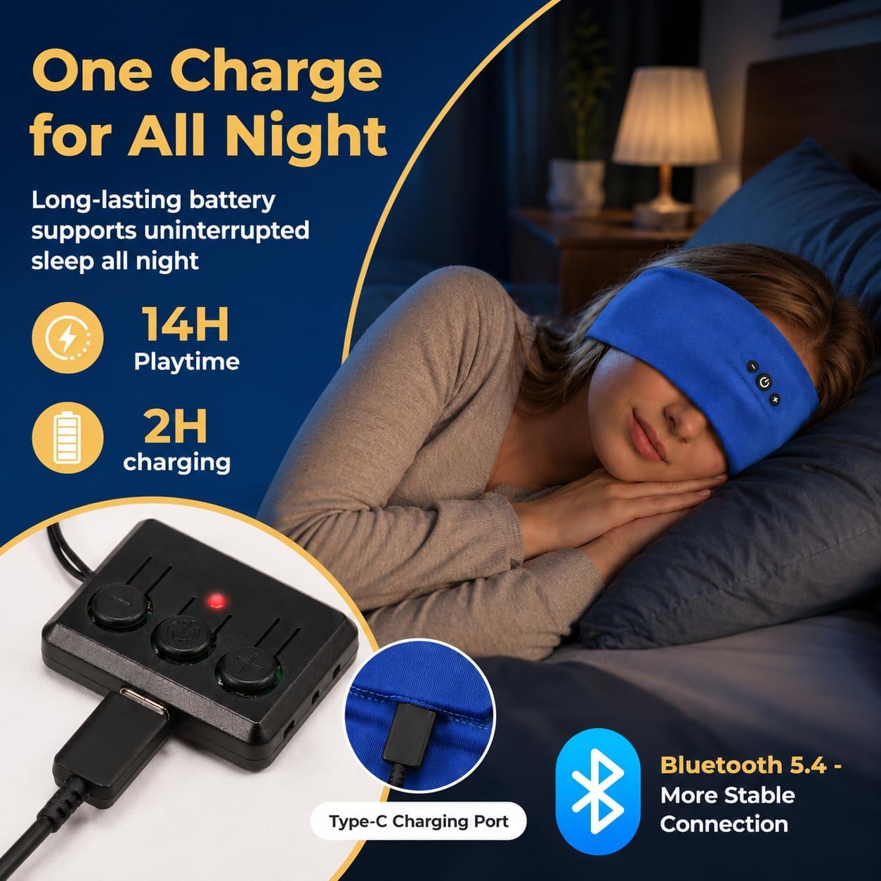 Sleeping Headphones, Headband Headphones with HD Stereo Speaker, Bluetooth Headband for Sports, Running, Workouts, Yoga, Air Travel, Meditation, Gift - Black