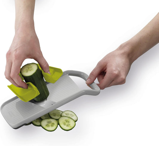 Joseph Joseph Duo Multi-Grip Mandoline, Fruit and Vegetable Slicer with Precision Food Grip, White