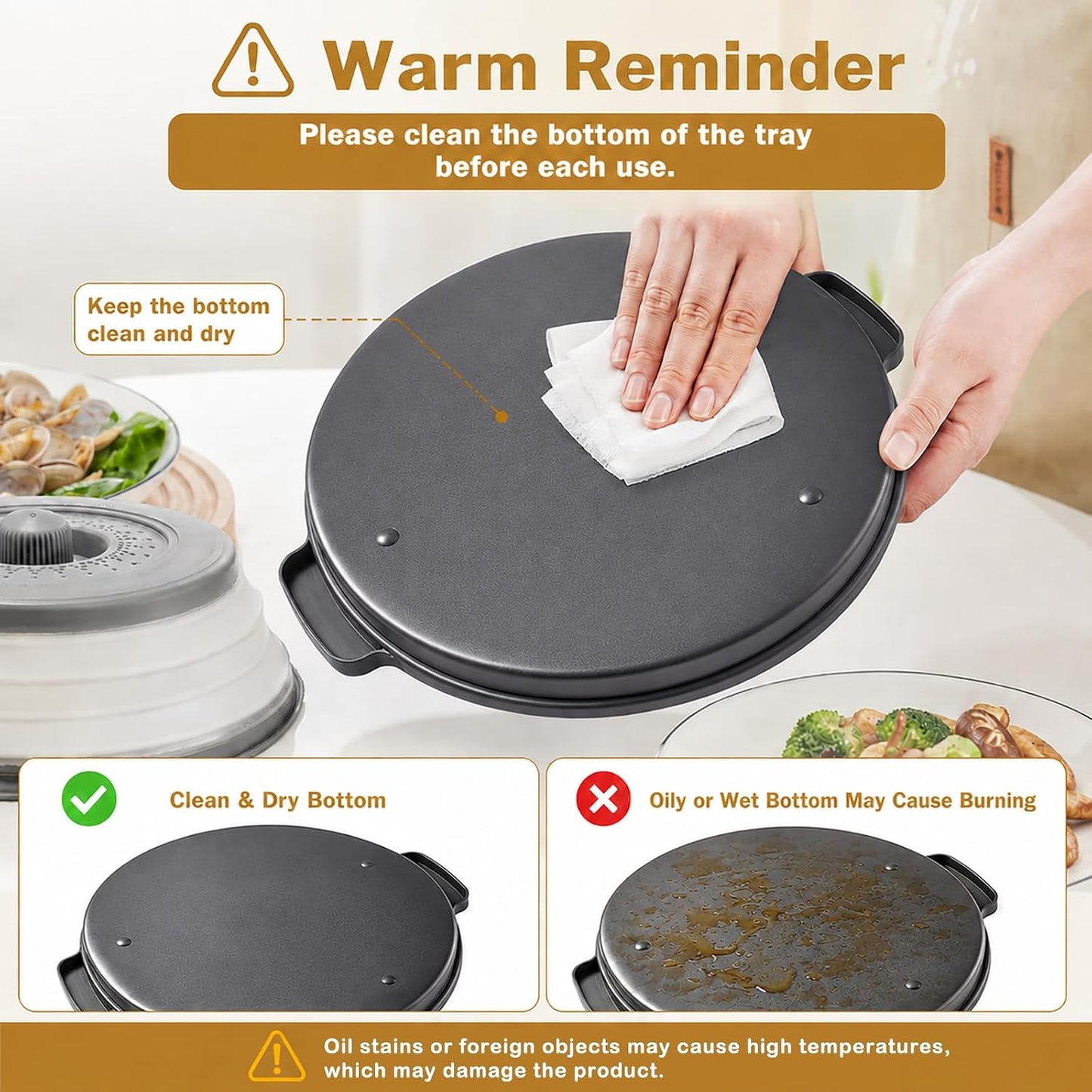 Microwave Splatter Cover with Anti-Scald Tray, 10.7" Collapsible - Red | Collapsible microwave food cover with an anti-scald tray. Fits most plates up to 10.7 inches and helps reduce food splatter.