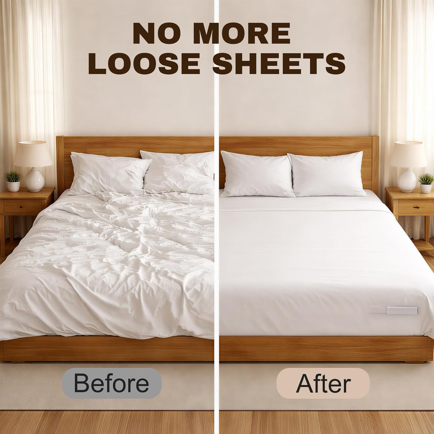 Bed Sheet Holders for Corners, 4PCS Fitted Sheet Holder Straps, Keep Sheets Firm & Tight, Heavy Duty Non-Slip Sheet Clips, Easy Install Lock Design, Fit All Mattress Sizes, No More Loose Sheets