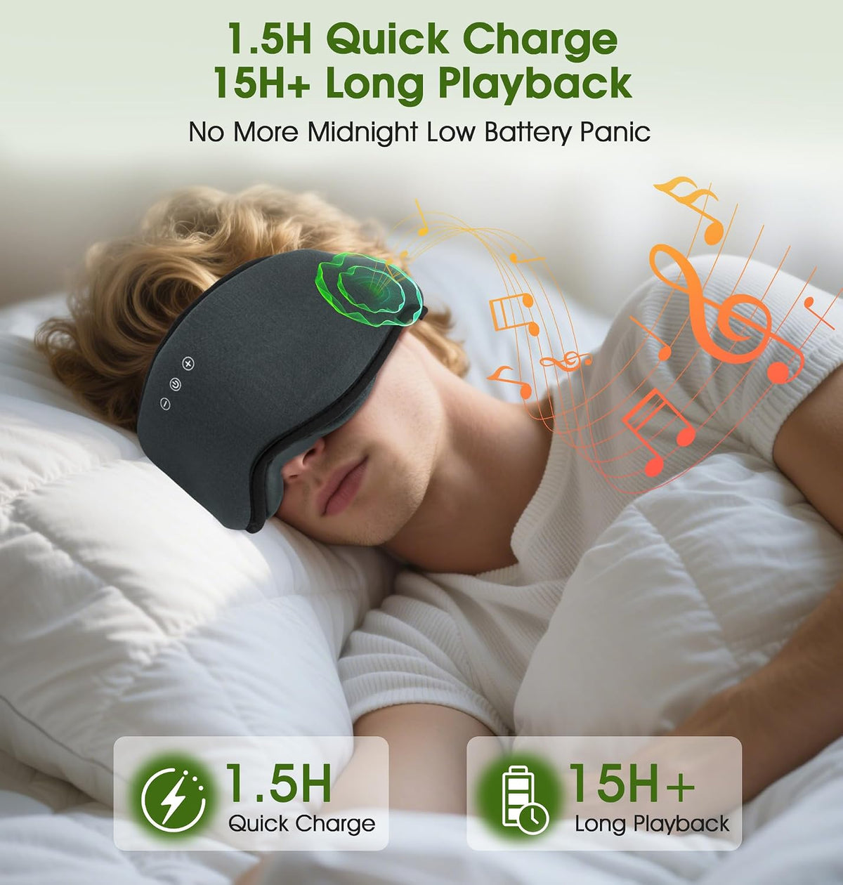 LC-dolida Bamboo Cotton Bluetooth Sleep Mask, 2 in 1 3D Soft Sleep Mask with Sleep Headphones, Sleep Eye Mask with Timming Setting, Blackout Sleeping Mask for Side Sleepers, Women Men, Navy