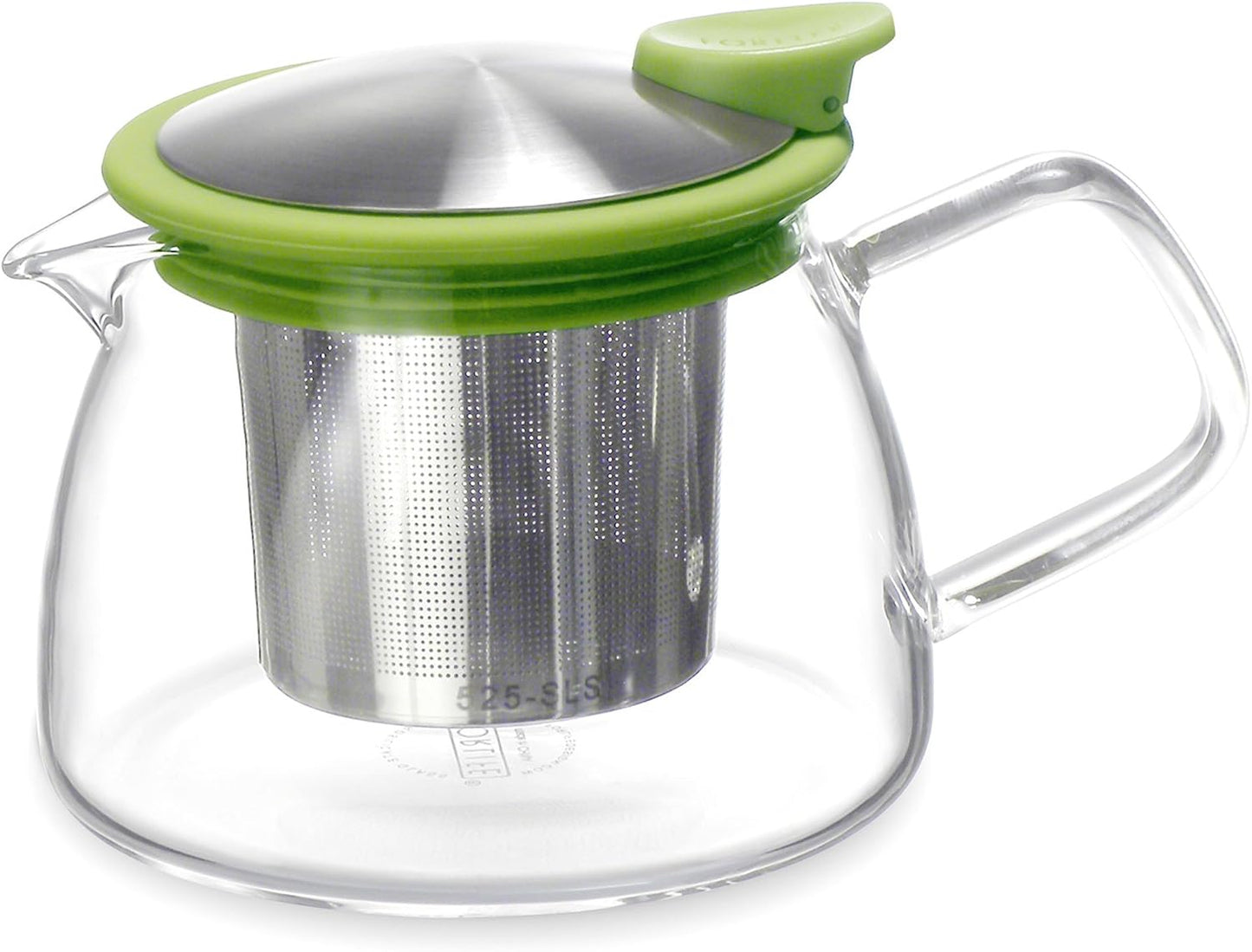 Forlife Bell Glass Teapot with Basket Infuser, 14-Ounce/430ml, White