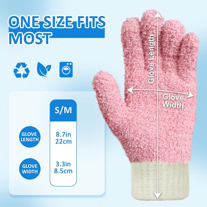 MIG4U Microfiber Dusting Gloves House Cleaning Glove for Blinds, Windows, Shutters, Furniture, and Car, Reusable Lint-Free Blue 1 Pair S/M
