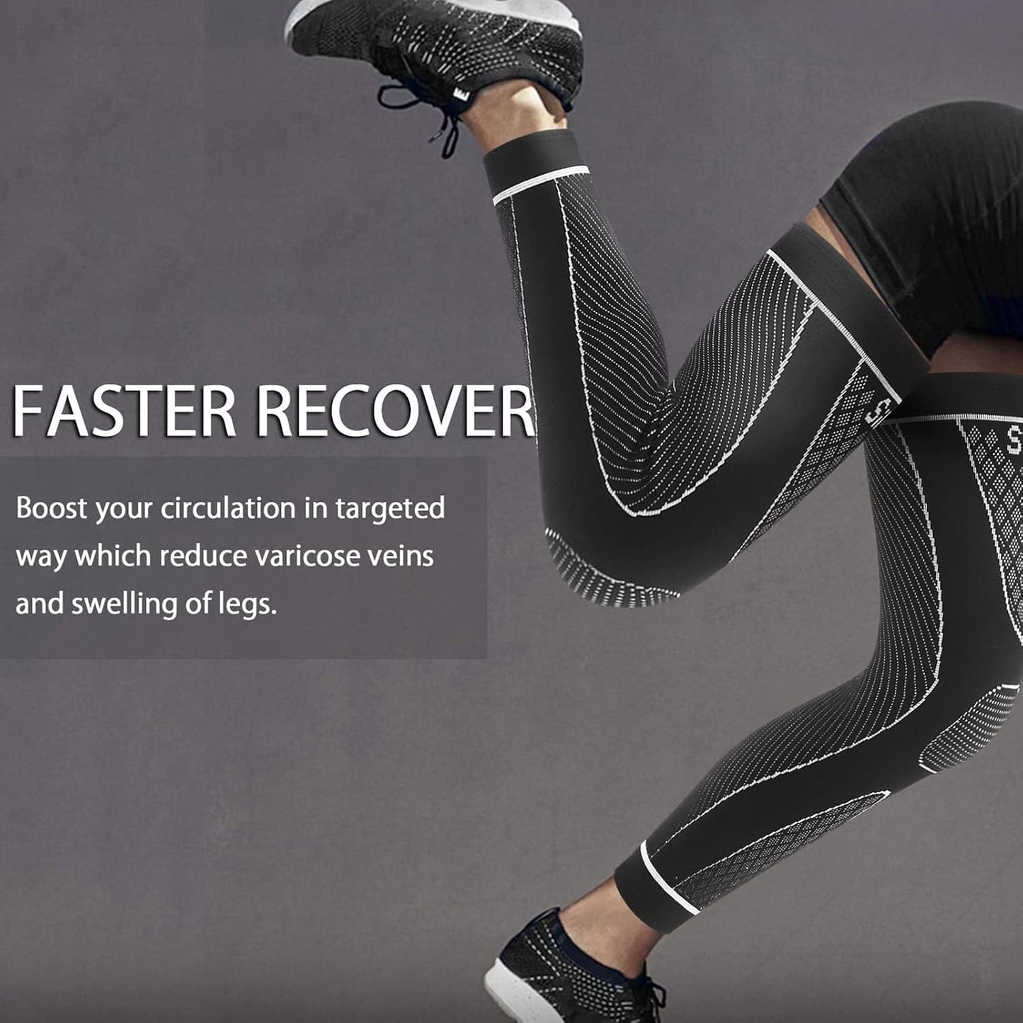 Full Leg Sleeves Long Compression Leg Sleeve Knee Sleeves Protect Leg, for Man Women Basketball, Arthritis Cycling Sport