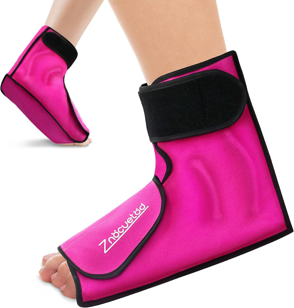 Ankle Ice Pack Wrap for Foot Heel Pain Relief and Swelling Large Reusable Gel Ice Cold Packs for Achilles Tendonitis Plantar Fasciitis Sprained Ankles Swollen Feet Surgery Recovery(Hot Pink)